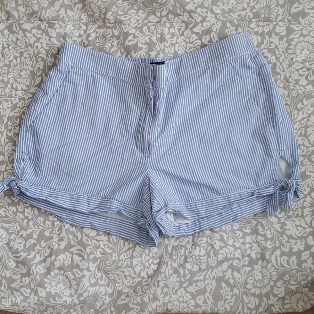 Loft Blue and White Stripe Bow Shorts